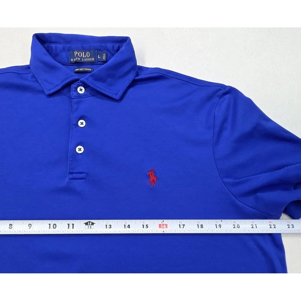 Polo Ralph Lauren Polo Shirt Men L Blue LIMITED USE Pima Soft Touch Athletic Fit